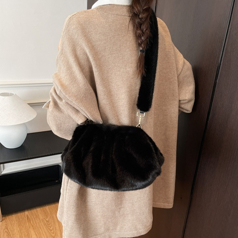 Women Bags Rack - Zimowe Teksturowane Proste Torby na Ramię