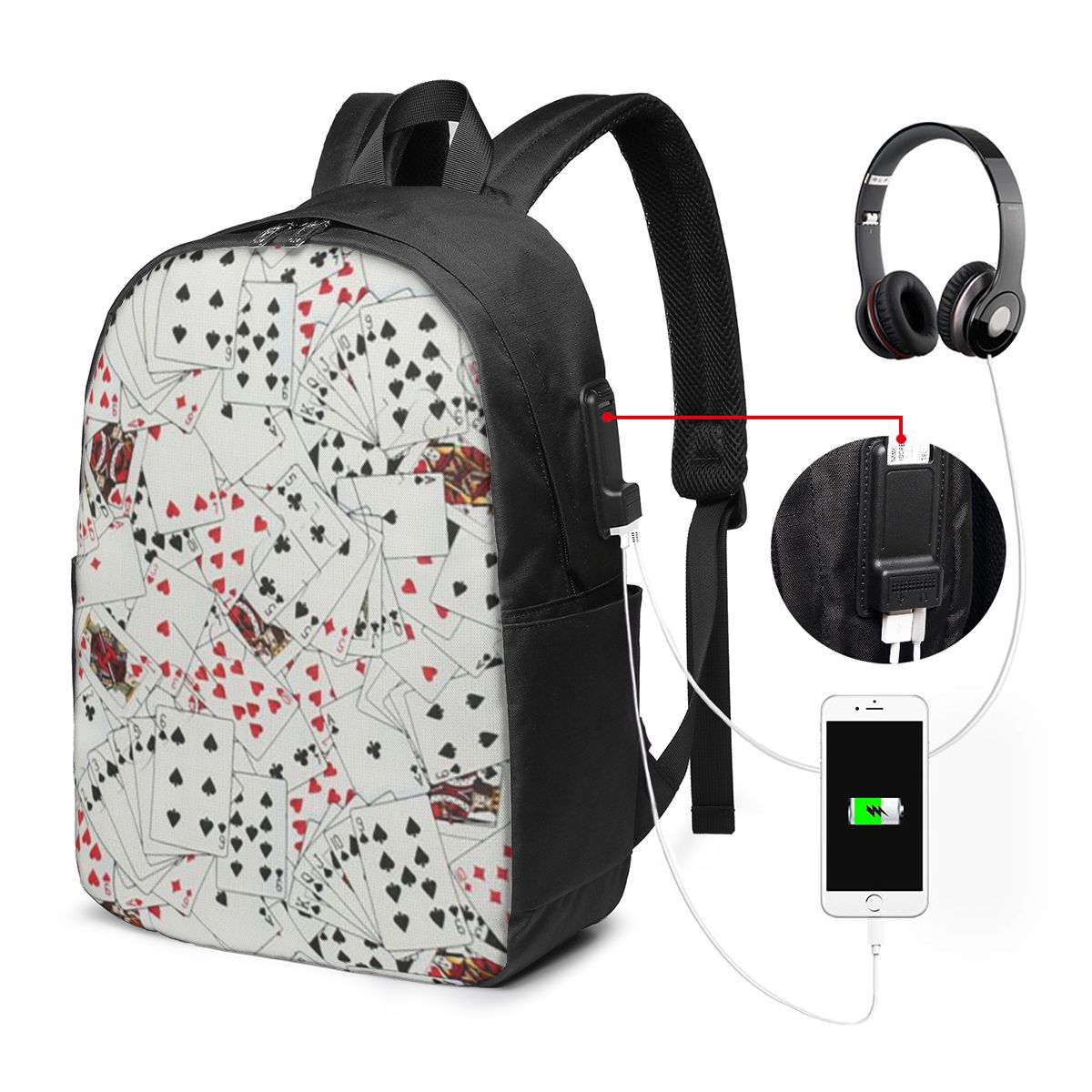 Women Bags For Women - Plecak z nadrukiem kart do pokera,
