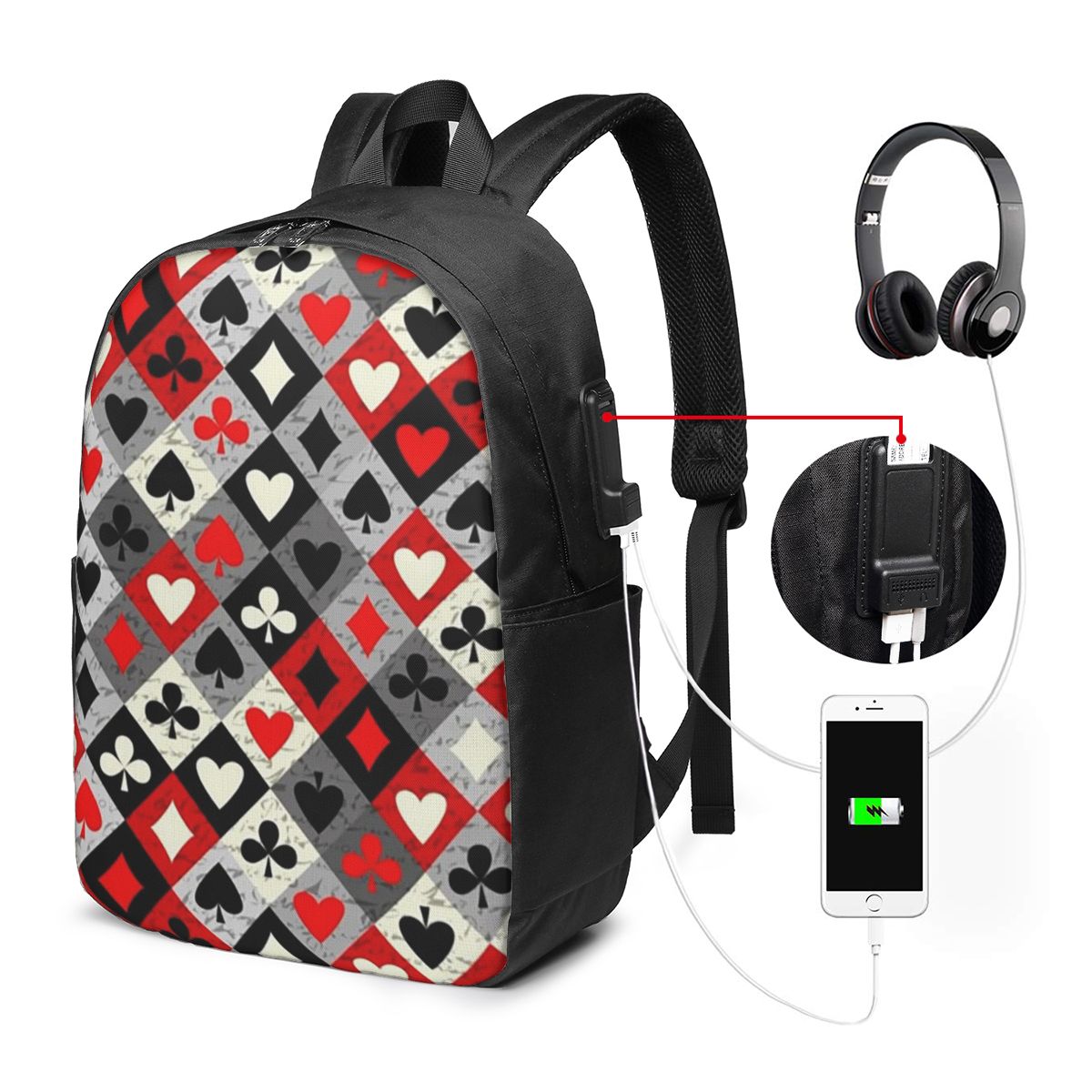 Plecak z nadrukiem kart do pok – Women Bags For Women recenzja i cena