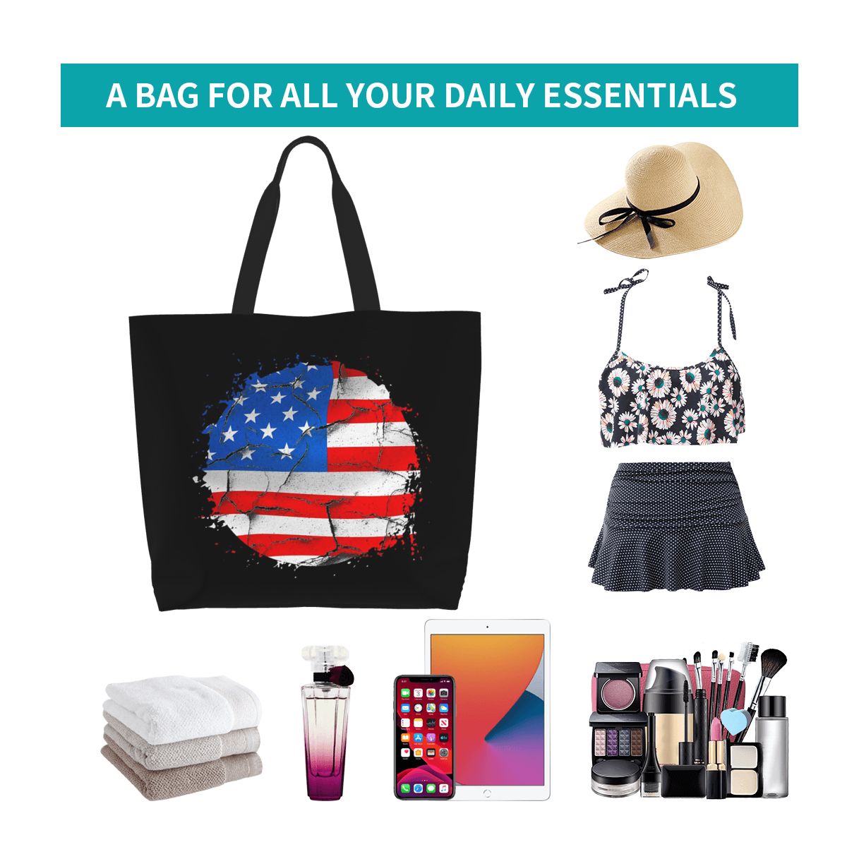 Torba na zakupy z flagą USA, a – Women Bags Usa recenzja i cena